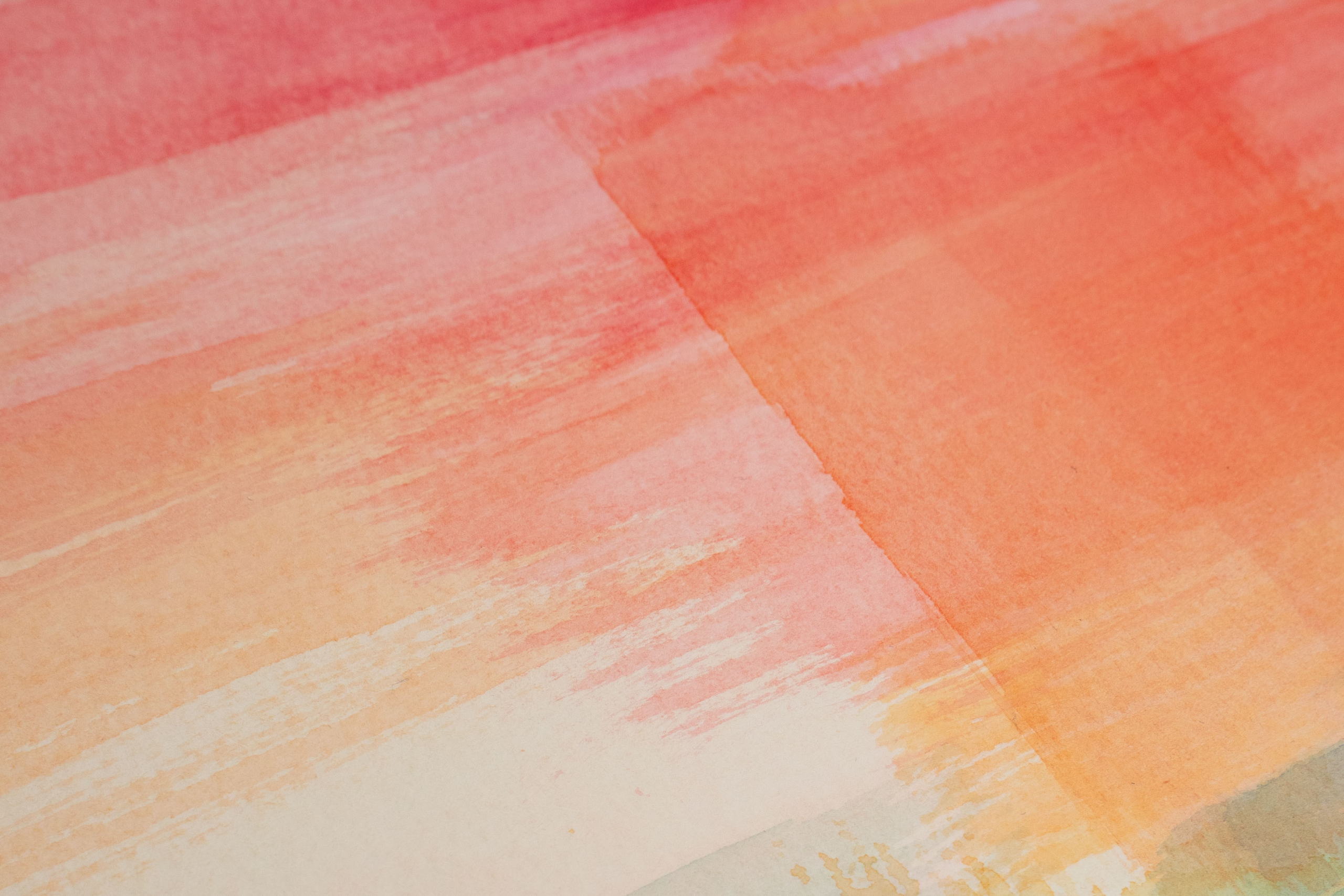 Close up of contemporary painting by Surrey, UK artist, Kerri Awosile - showing red, orange, yellow, and green abstract details